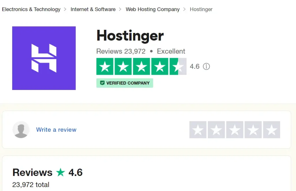 Hostinger customer reviews on Trustpilot 